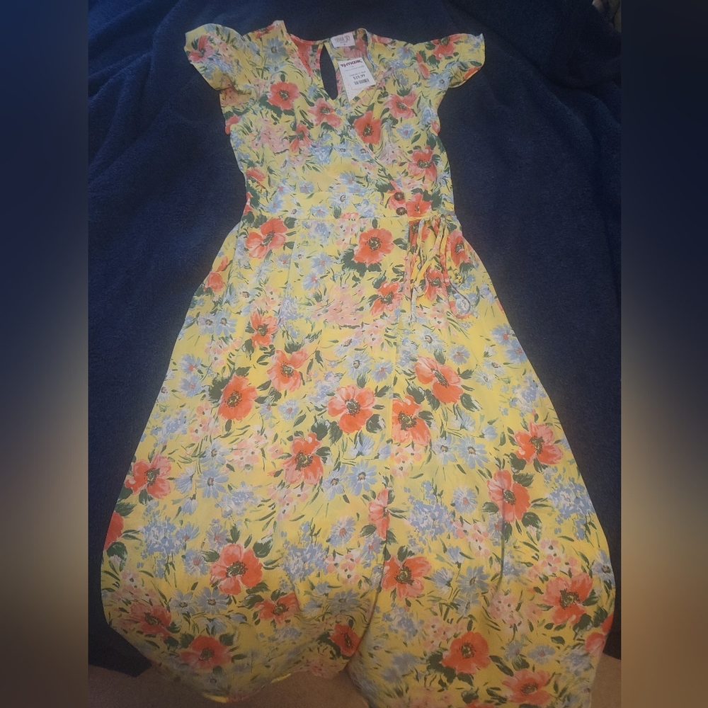 Sienna sky yellow floral midi dress